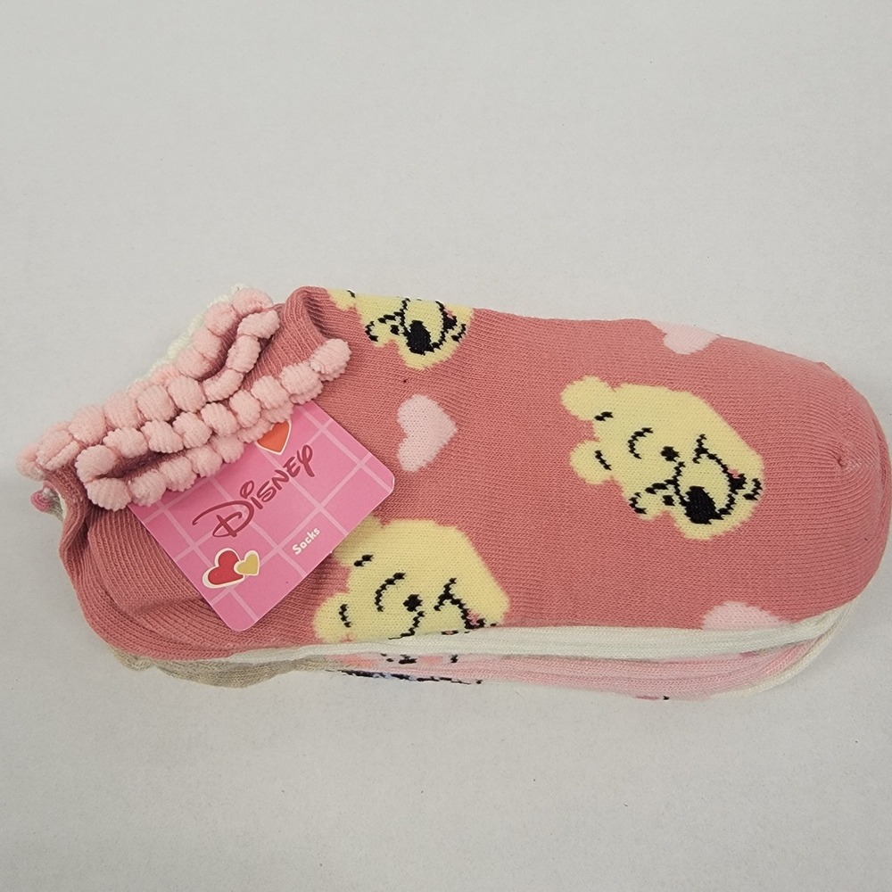 Disney Valentines Day Winnie the Pooh Piglet Eeyore 5 Pairs Socks Women Sz 4-10